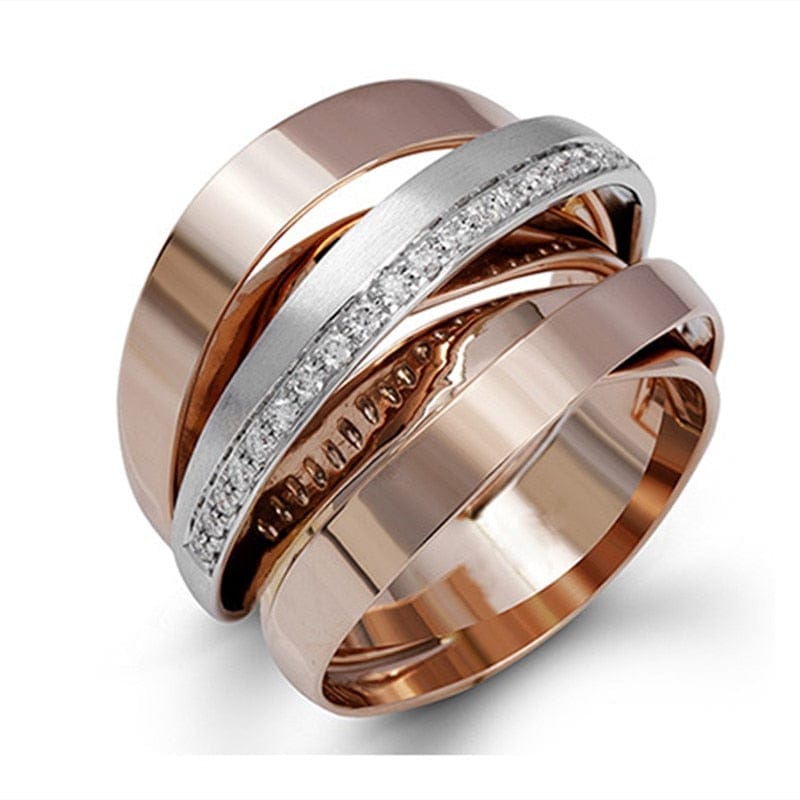 Women Interlaced Paved Zircon Crystal Stones Ring