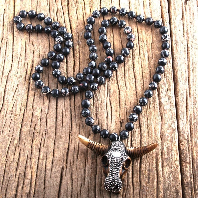 Bull Head Charm Pendant Handmade Bohemian Women Statement Necklace Women
