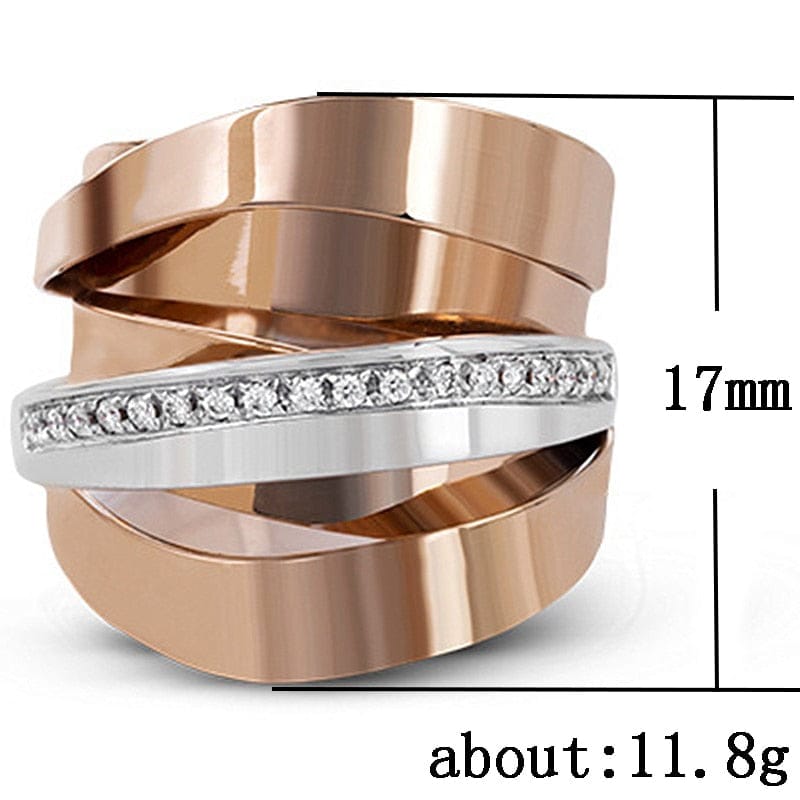 Women Interlaced Paved Zircon Crystal Stones Ring