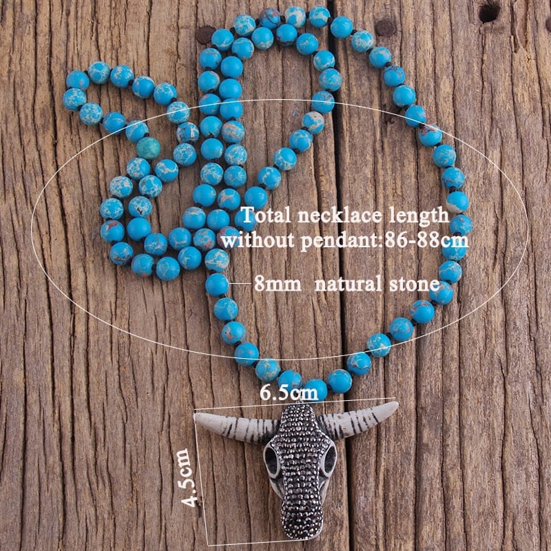 Bull Head Charm Pendant Handmade Bohemian Women Statement Necklace Women