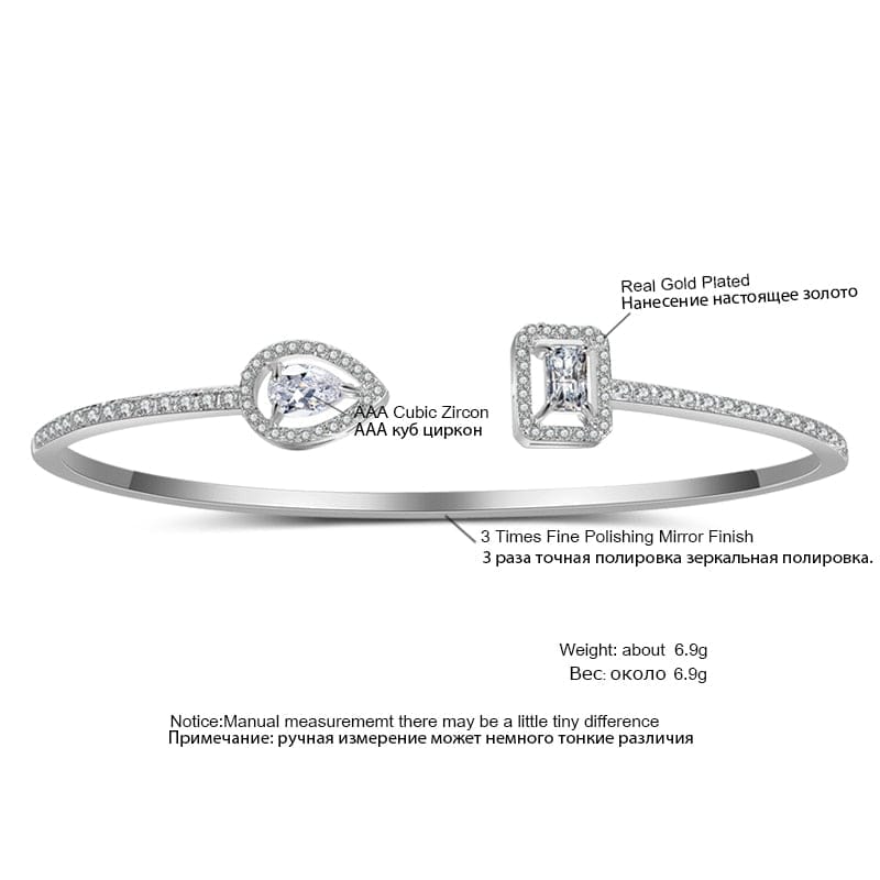 Adjustable CZ Open Women's Bracelet Cuff Bangle Bracelet