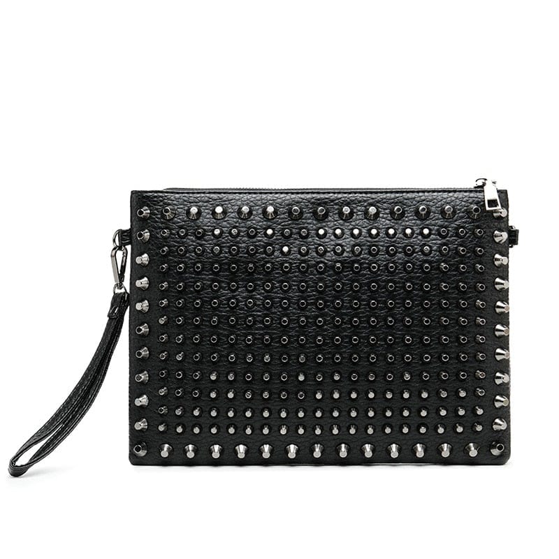 Black Spiked Women Clutch Handbag