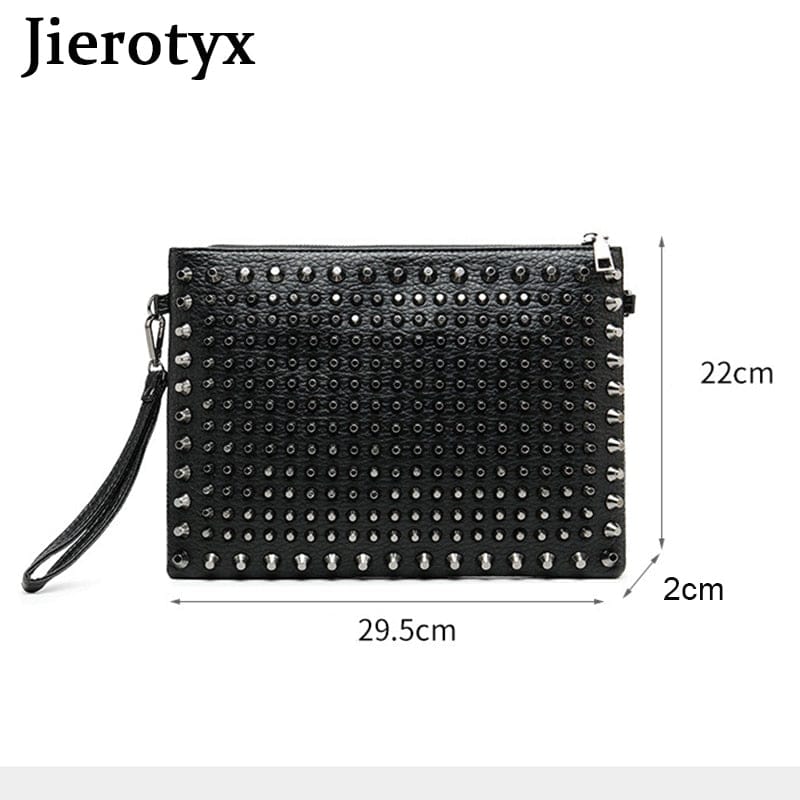 Black Spiked Women Clutch Handbag