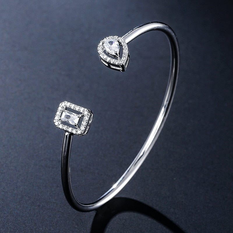 Adjustable CZ Open Women's Bracelet Cuff Bangle Bracelet