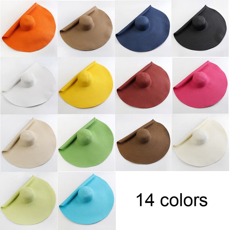 Summer 25cm Large Wide Brim Foldable Sun Hats For Women Oversized Sun Shade Hat Travel Straw Hat Lady UV Protection Beach Hat