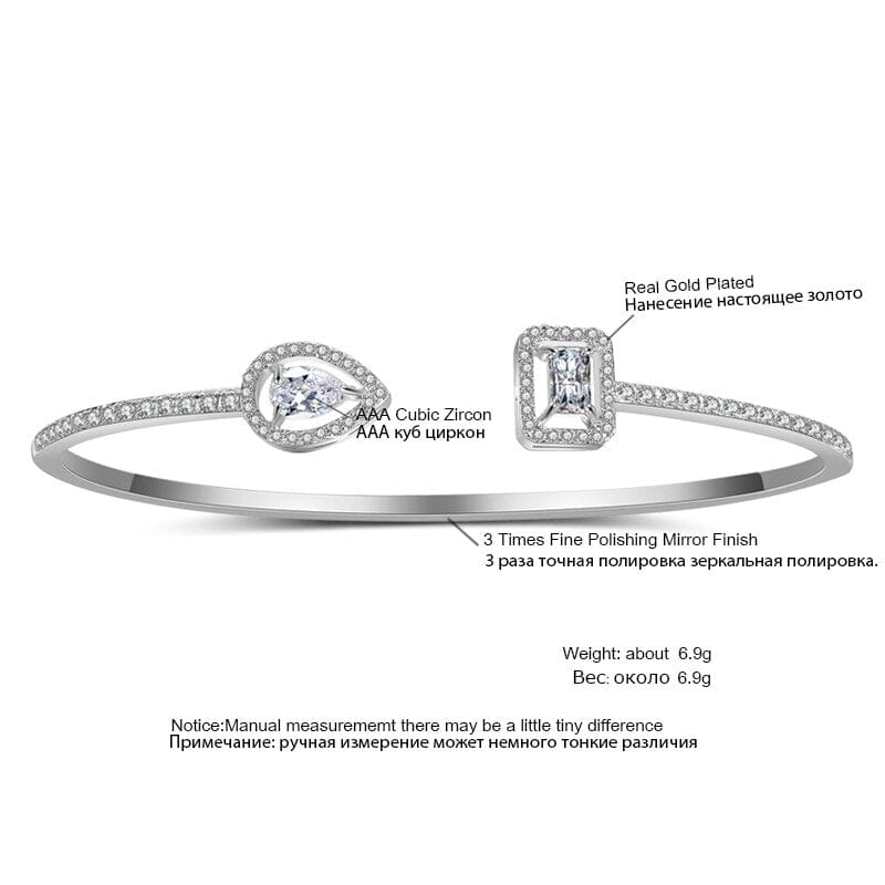 Adjustable CZ Open Women's Bracelet Cuff Bangle Bracelet