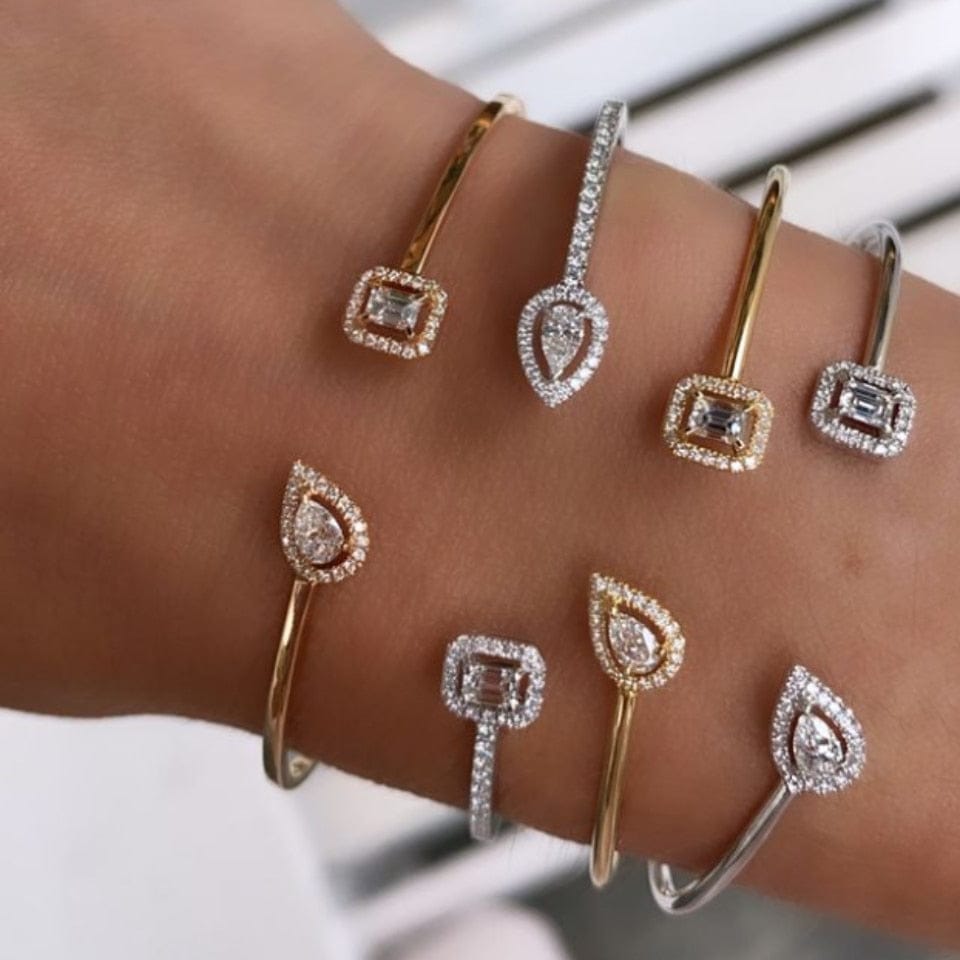 Adjustable CZ Open Women's Bracelet Cuff Bangle Bracelet