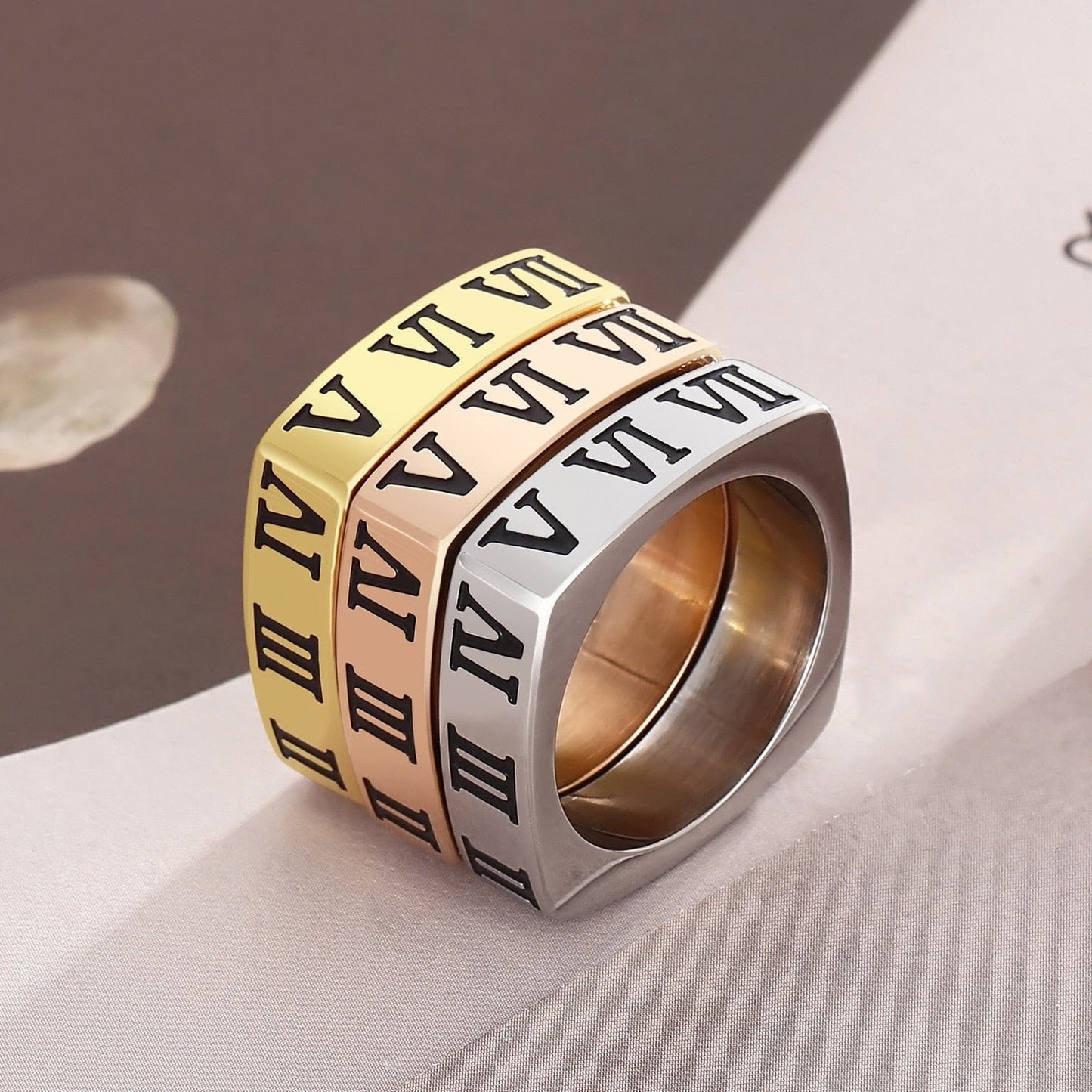 Square Roman Numeral Women's Ring