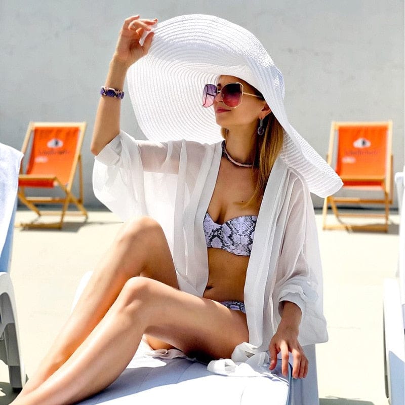 Summer 25cm Large Wide Brim Foldable Sun Hats For Women Oversized Sun Shade Hat Travel Straw Hat Lady UV Protection Beach Hat