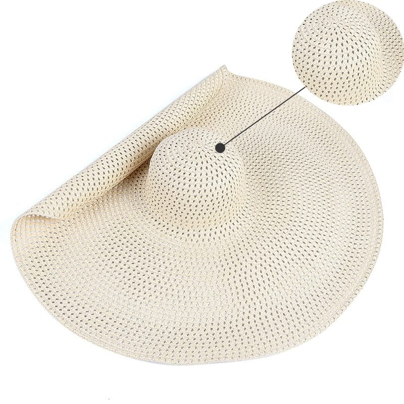 Summer 25cm Large Wide Brim Foldable Sun Hats For Women Oversized Sun Shade Hat Travel Straw Hat Lady UV Protection Beach Hat