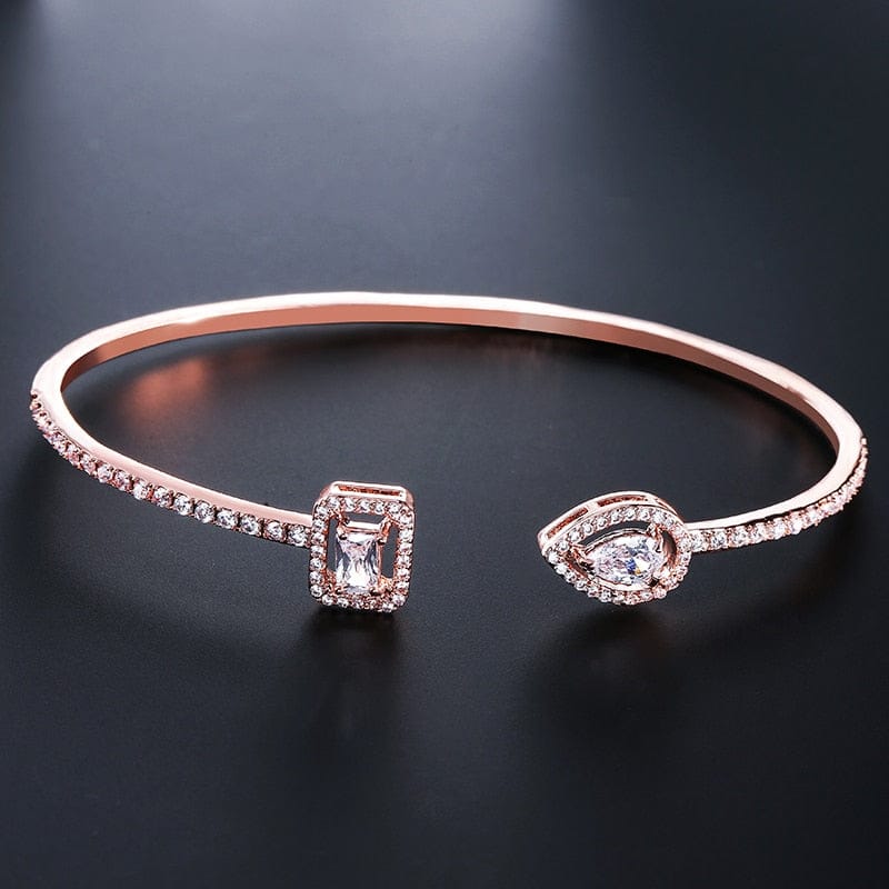 Adjustable CZ Open Women's Bracelet Cuff Bangle Bracelet