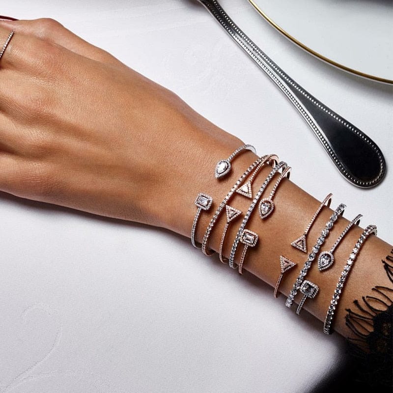 Adjustable CZ Open Women's Bracelet Cuff Bangle Bracelet