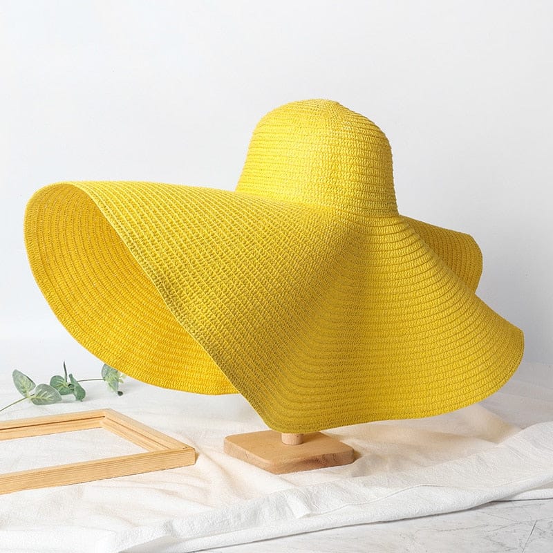 Summer 25cm Large Wide Brim Foldable Sun Hats For Women Oversized Sun Shade Hat Travel Straw Hat Lady UV Protection Beach Hat