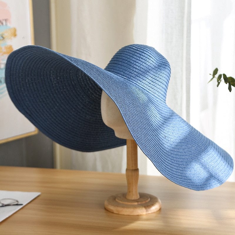 Summer 25cm Large Wide Brim Foldable Sun Hats For Women Oversized Sun Shade Hat Travel Straw Hat Lady UV Protection Beach Hat