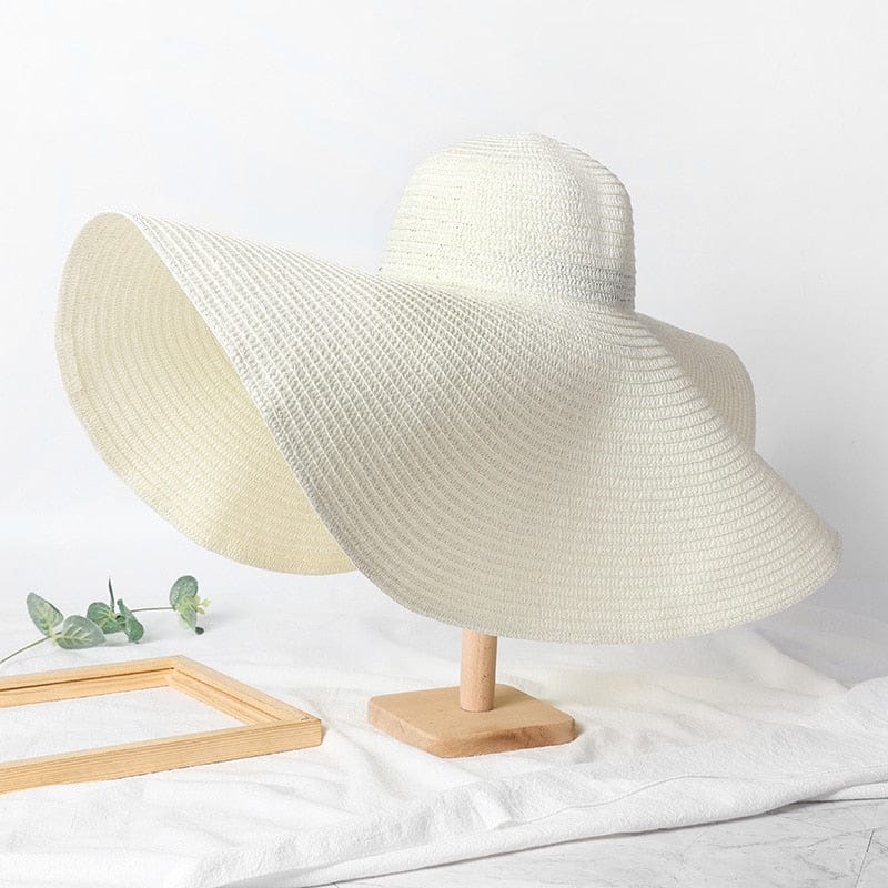Summer 25cm Large Wide Brim Foldable Sun Hats For Women Oversized Sun Shade Hat Travel Straw Hat Lady UV Protection Beach Hat