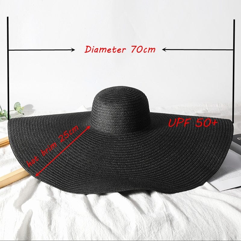 Summer 25cm Large Wide Brim Foldable Sun Hats For Women Oversized Sun Shade Hat Travel Straw Hat Lady UV Protection Beach Hat