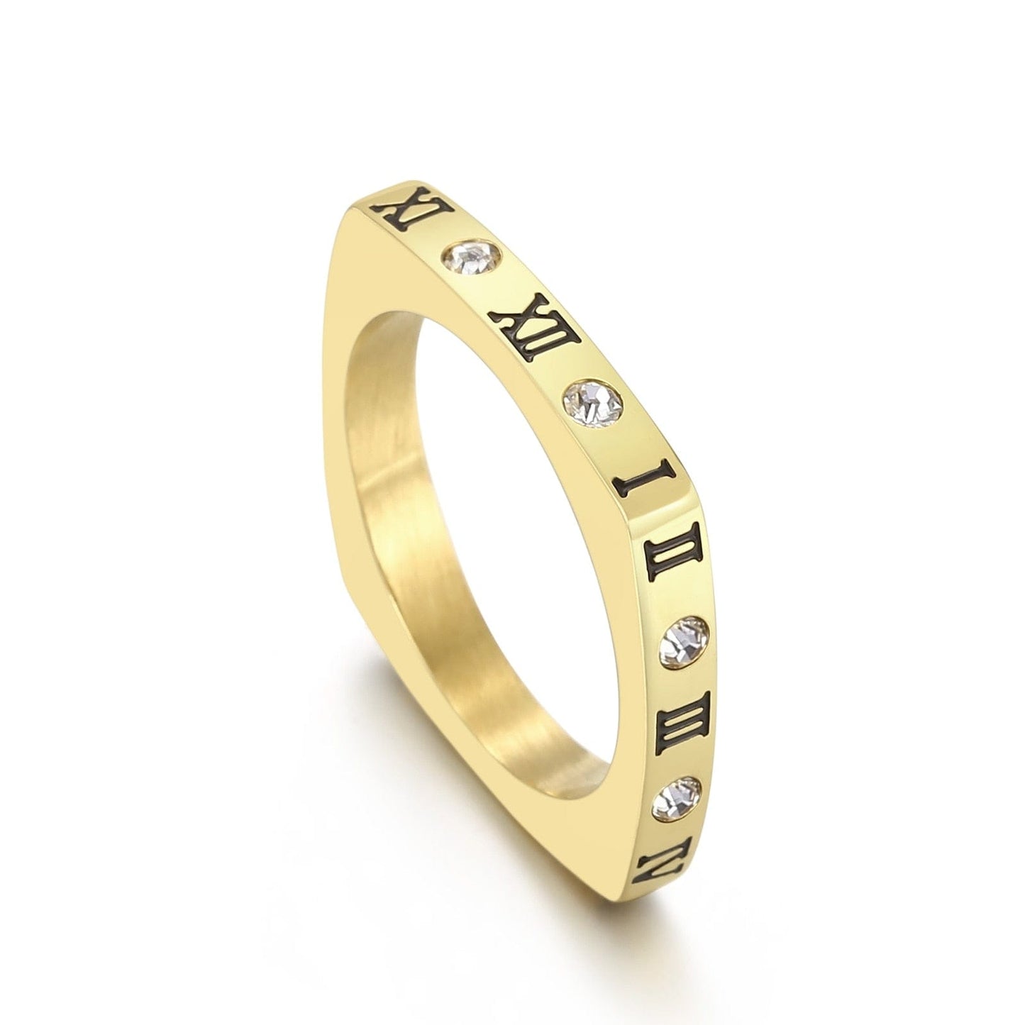 Square Roman Numeral Women's Ring