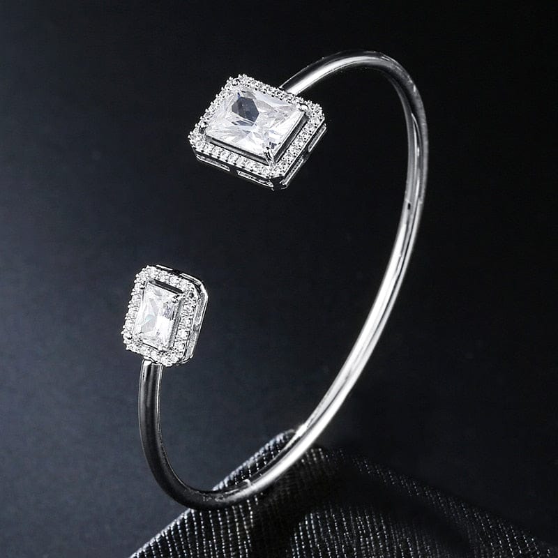 Adjustable CZ Open Women's Bracelet Cuff Bangle Bracelet