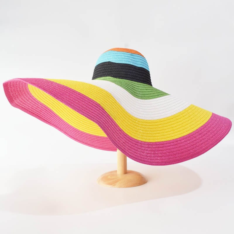 Summer 25cm Large Wide Brim Foldable Sun Hats For Women Oversized Sun Shade Hat Travel Straw Hat Lady UV Protection Beach Hat