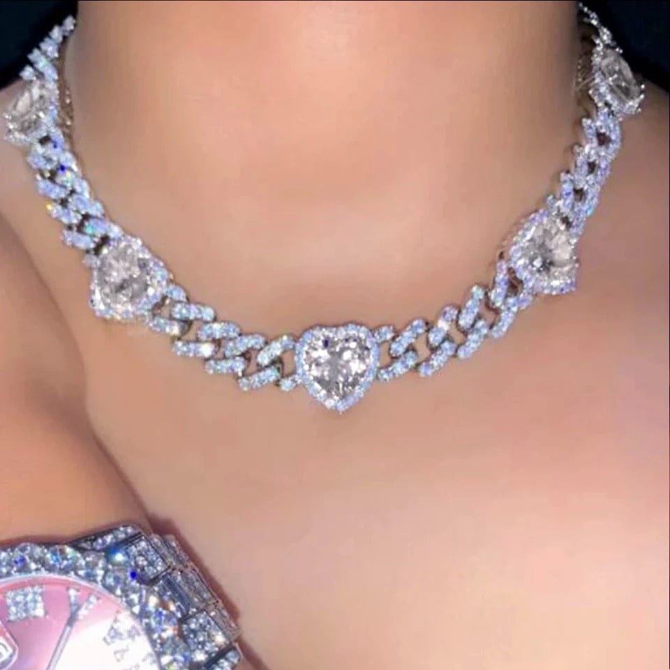 Blinged Out Necklace with Hearts