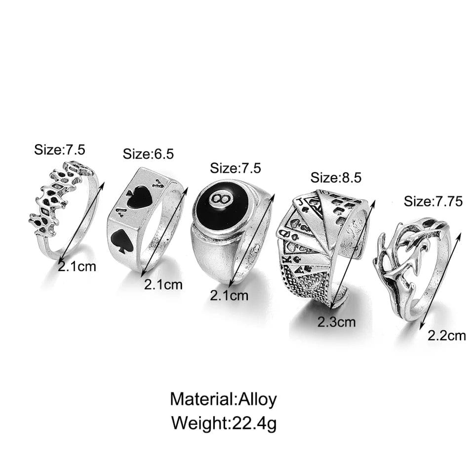 Silver Boho 22pcs Women's Ring Set