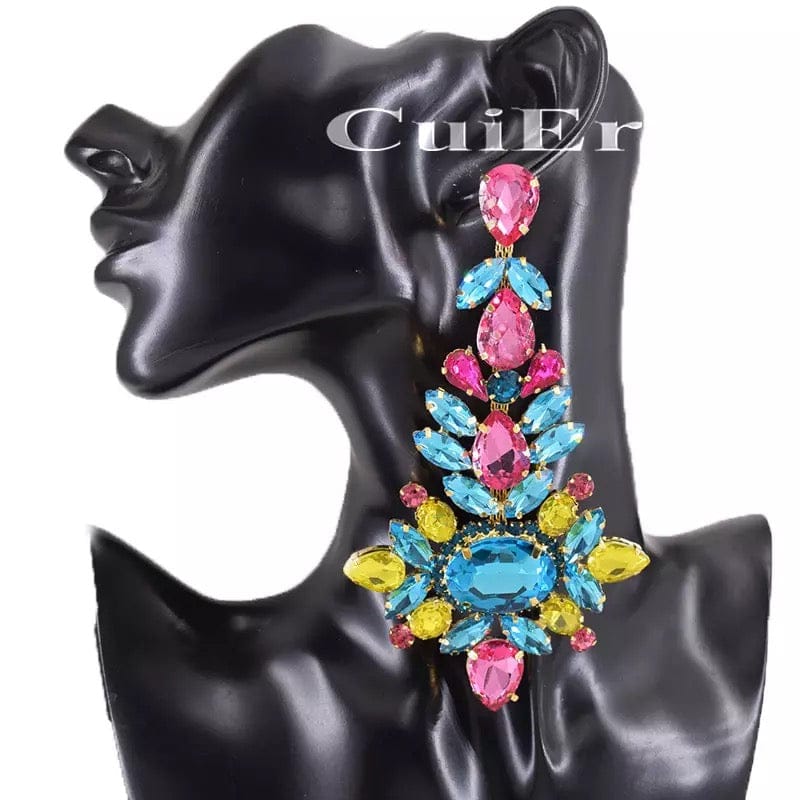 Oversized Crystal Dropped Earrings