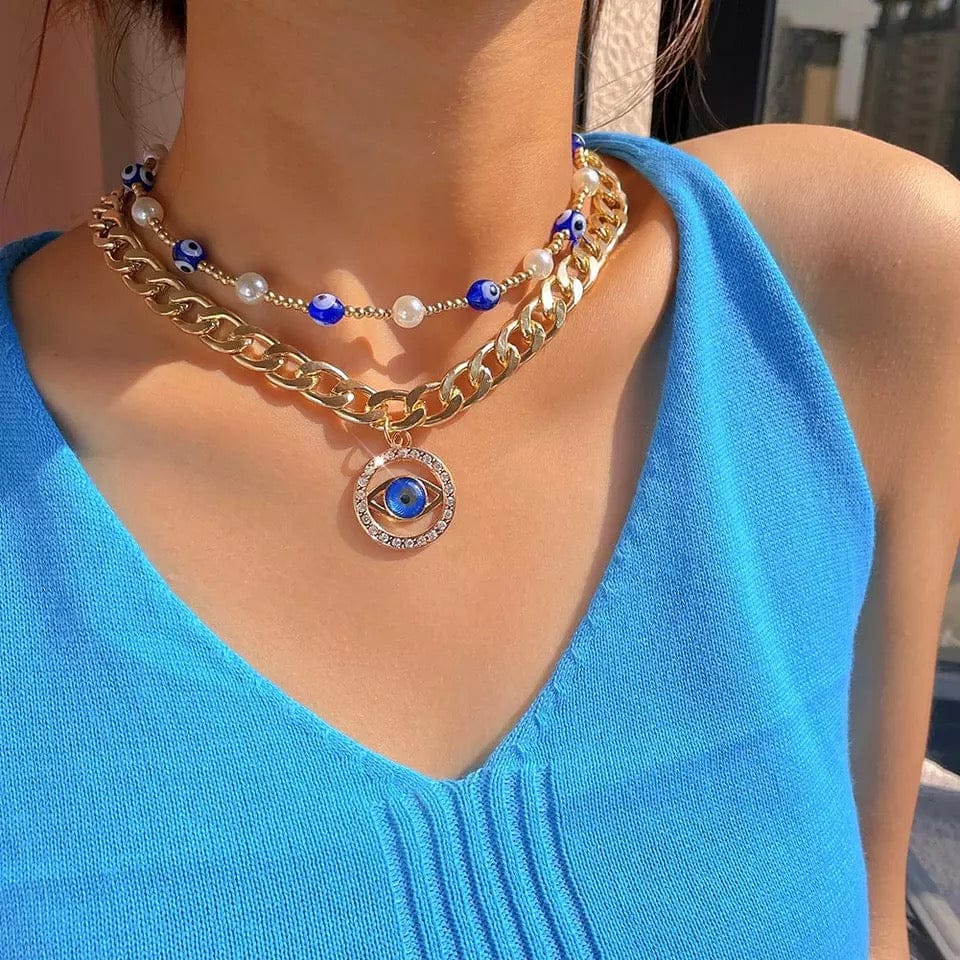 Evil Eye Dainty Multi layered Necklace