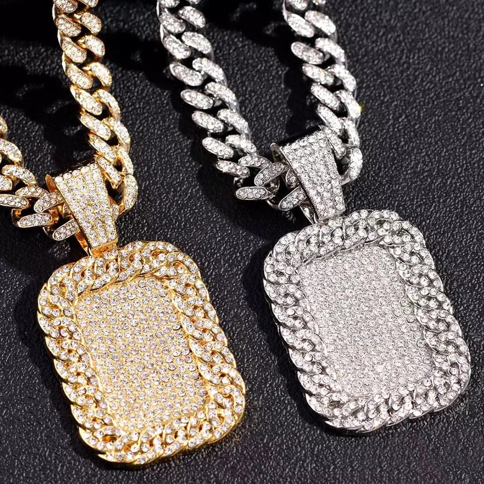 Blinged Out Gold Tag Necklace
