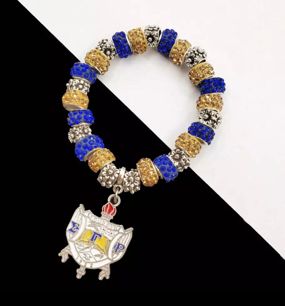 Sigma Gamma Rho Handmade Beaded Bracelet with a Shield Charm