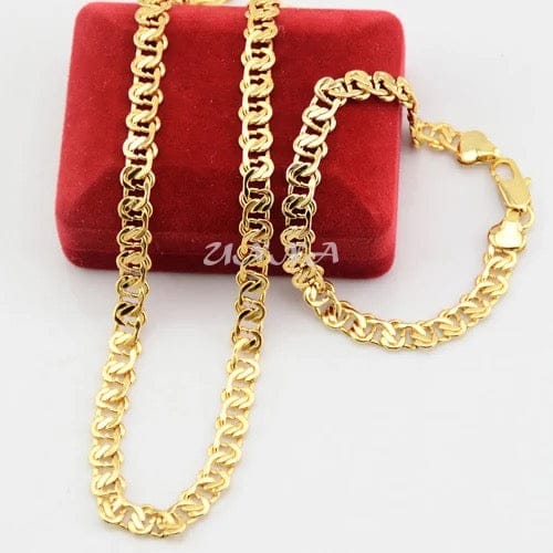 8mm Gold Bracelet and Necklace Set(Unisex)