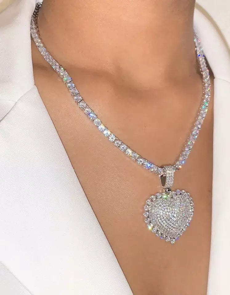 Blinged Out Heart Necklace