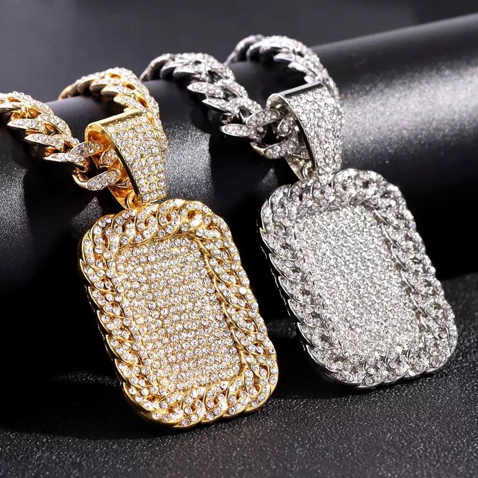 Blinged Out Gold Tag Necklace