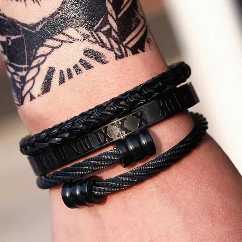 Mod Mode's Black Out Men'sBangle Bracelet Set