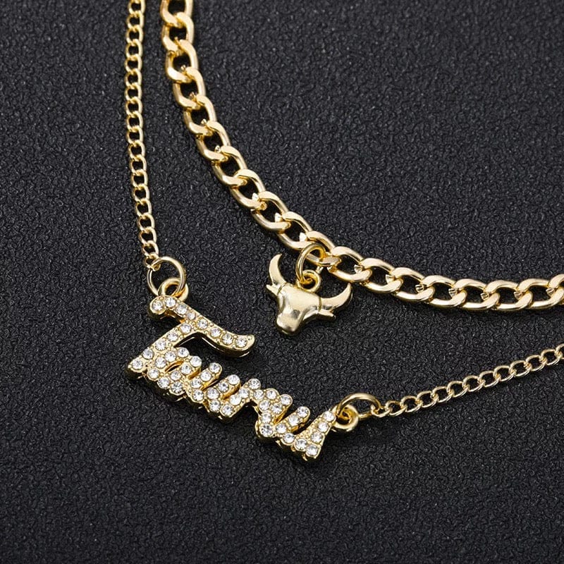 Gold Taurus Layered Horoscope Necklace