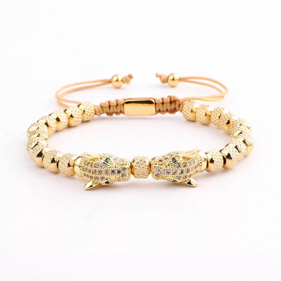 Gold Beaded Bracelet with Adjustable Cord