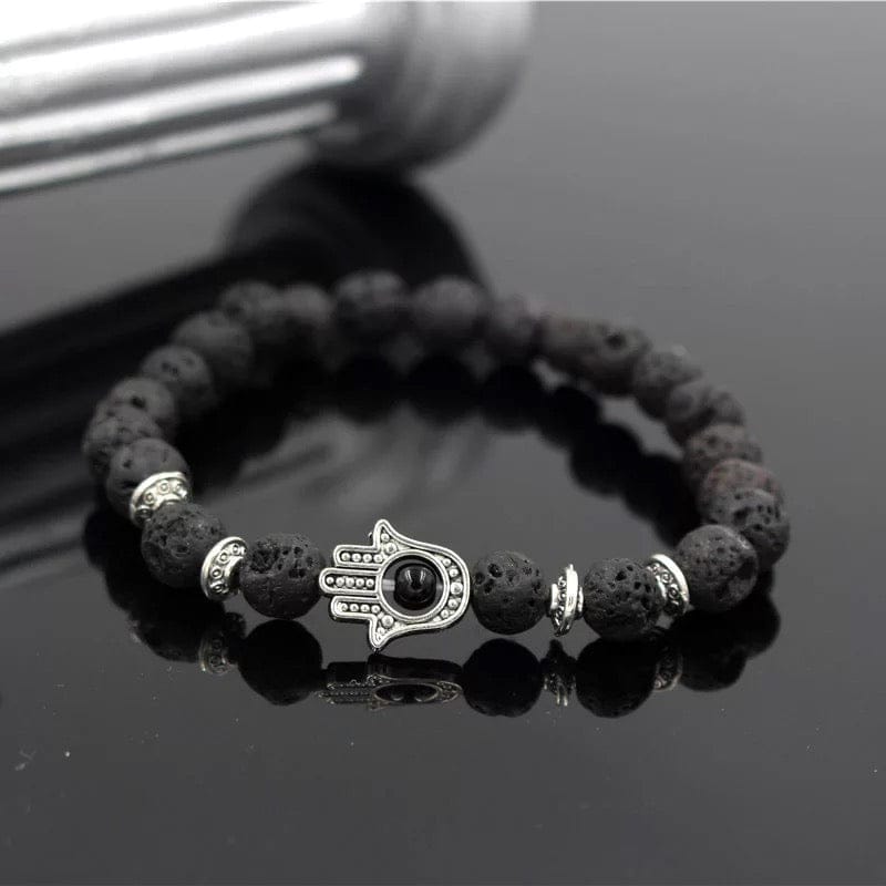 Turkish Natural BlackStone with Hamsa Hand Charm