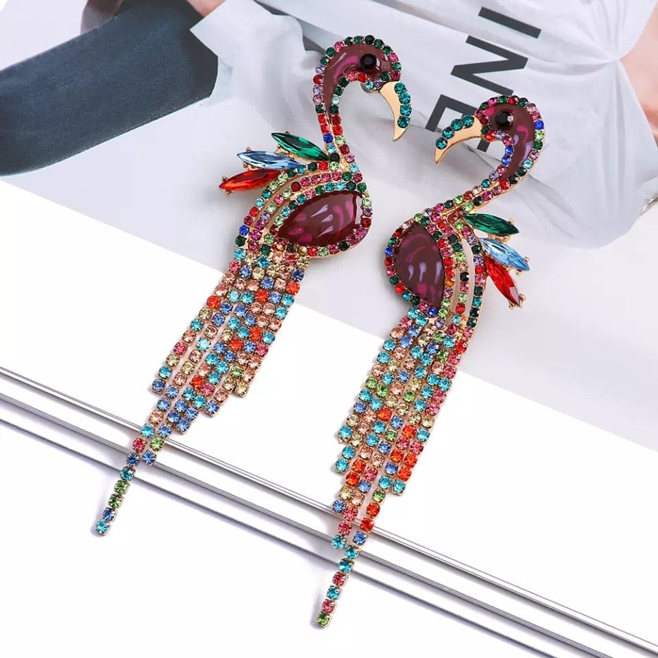 MUlti Color Boho Flamingo Tassel Dangle Earrings