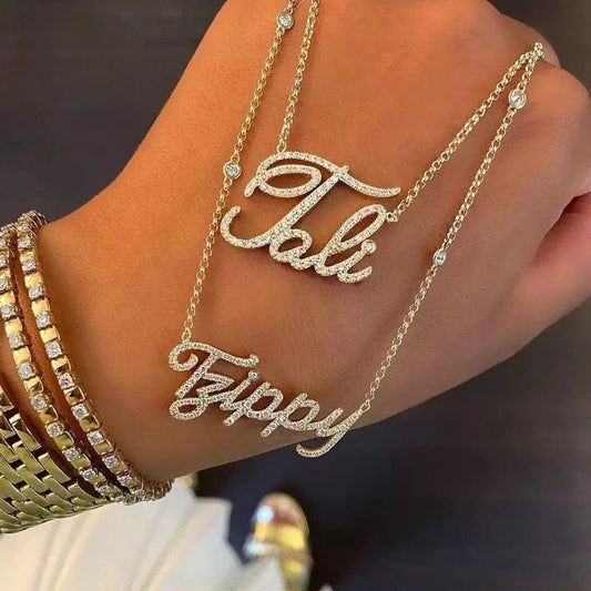 Custom Name Iced Out Gold Necklace