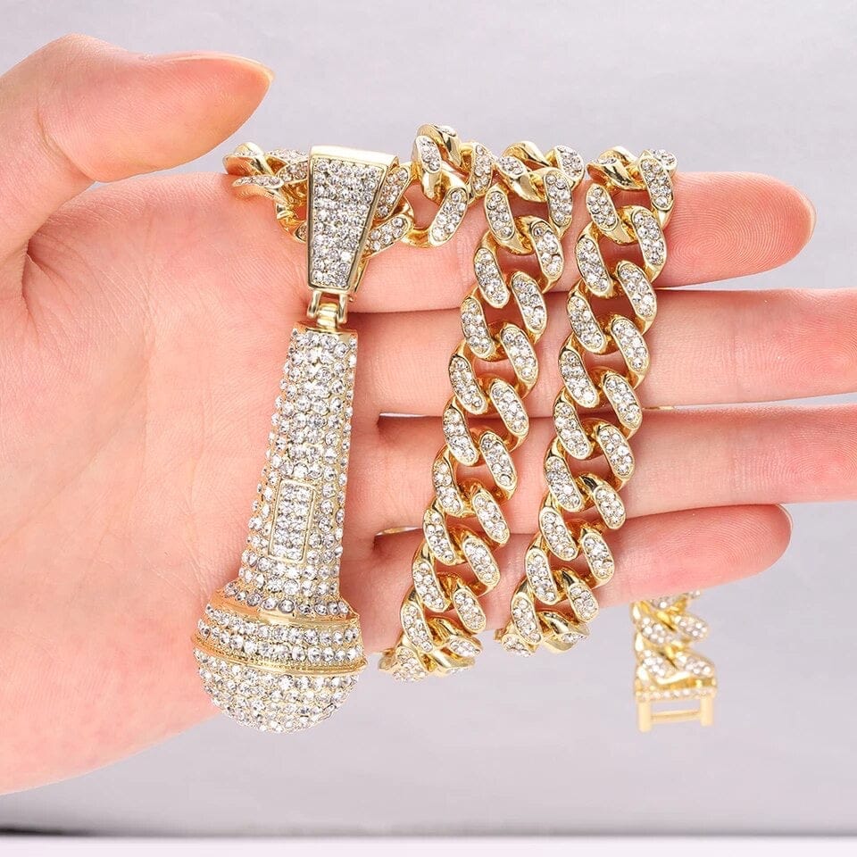 Blinged Mic Necklace (Silver or Gold)