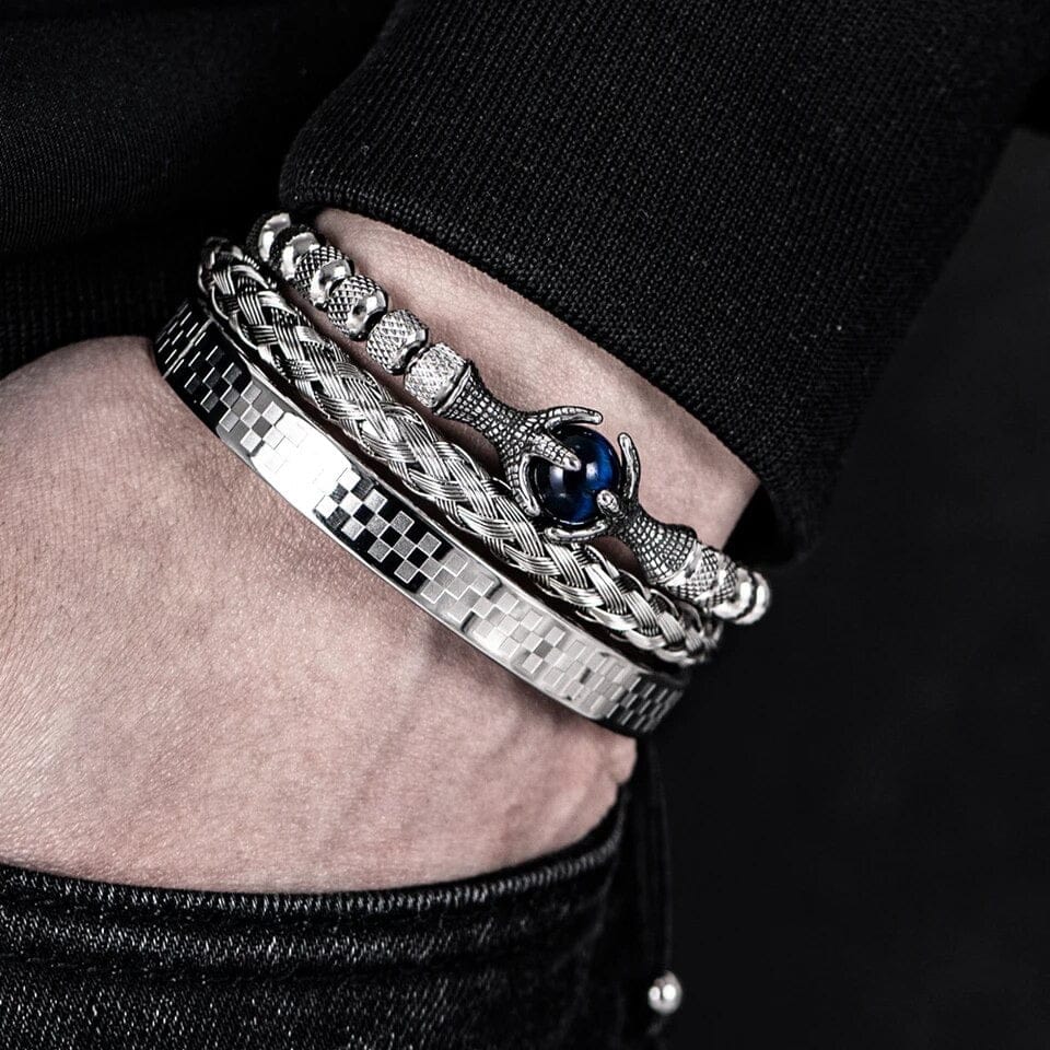 Lavish Silver Eagle Men's Bracelet Rope Men's Bracelet