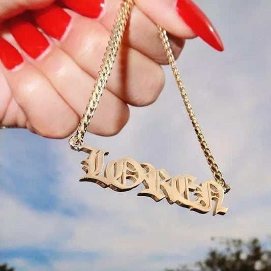 Custom Necklace with Old English Font