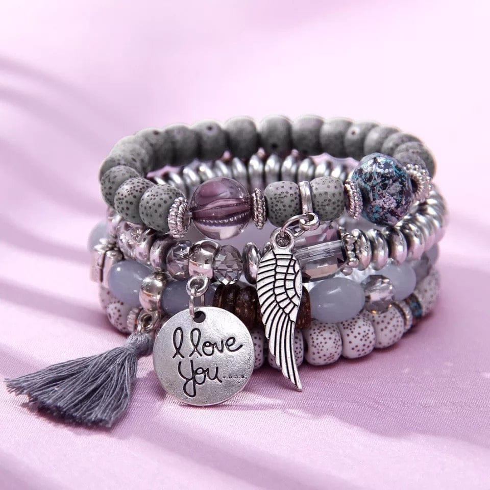 Lava Stone Boho Style Beaded Bracelet
