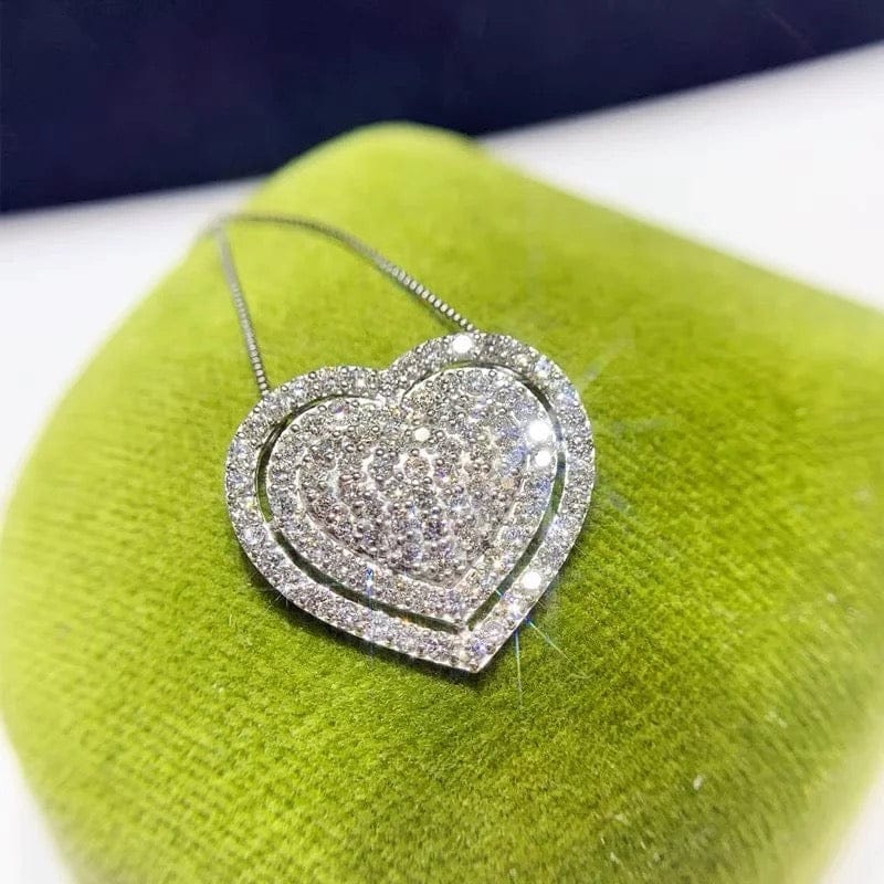 Silver Blinged Heart Necklace