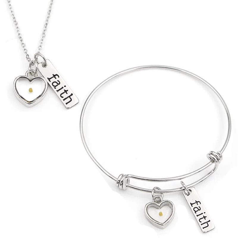 Faith As Small As A Mustard Seed Silver Bangle Bracelet