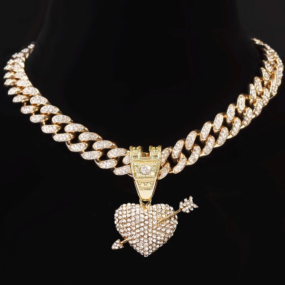 Iced out Heart Heart Necklace