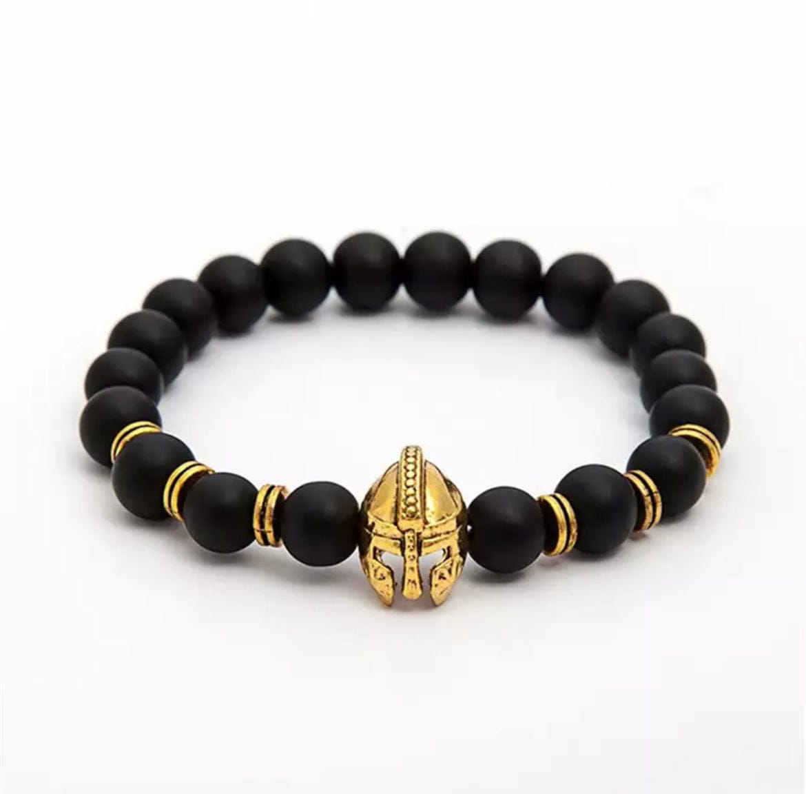 Lava Stone  Men Bracelet with GoldCharm