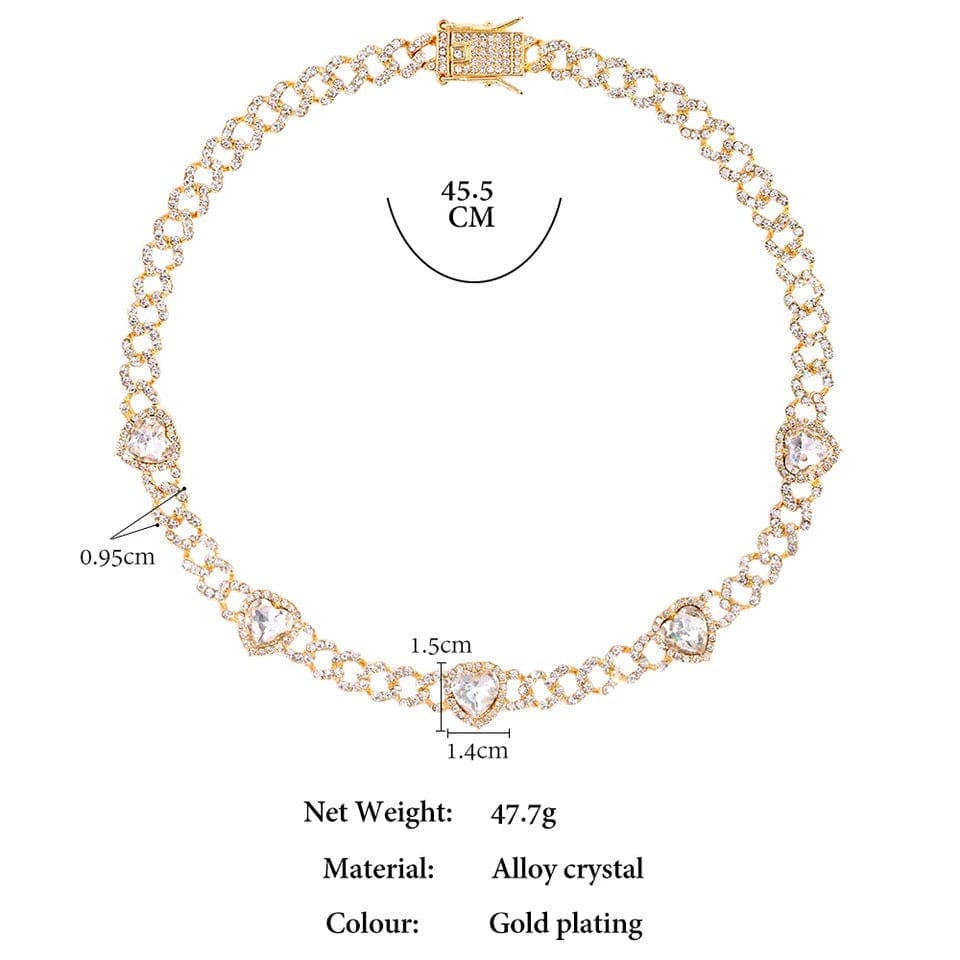 Blinged Out Necklace with Hearts