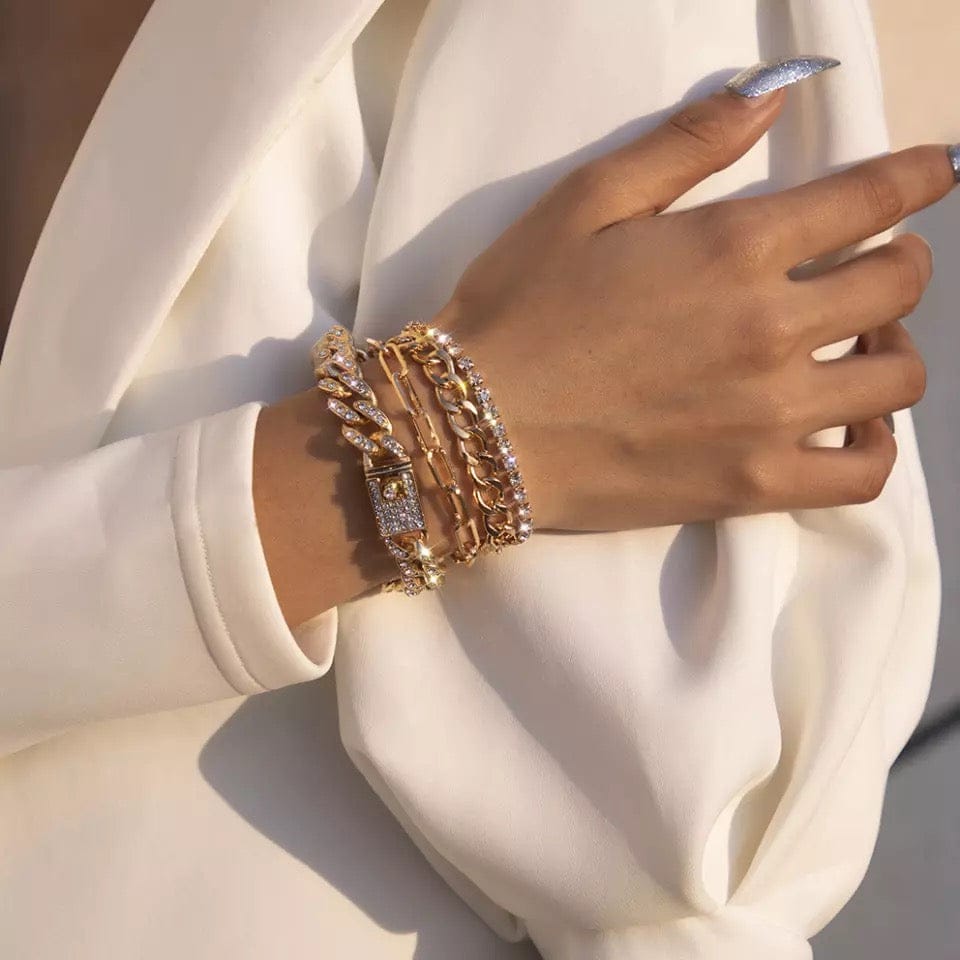 4 PIECE Elegant Rhinestone Bracelet