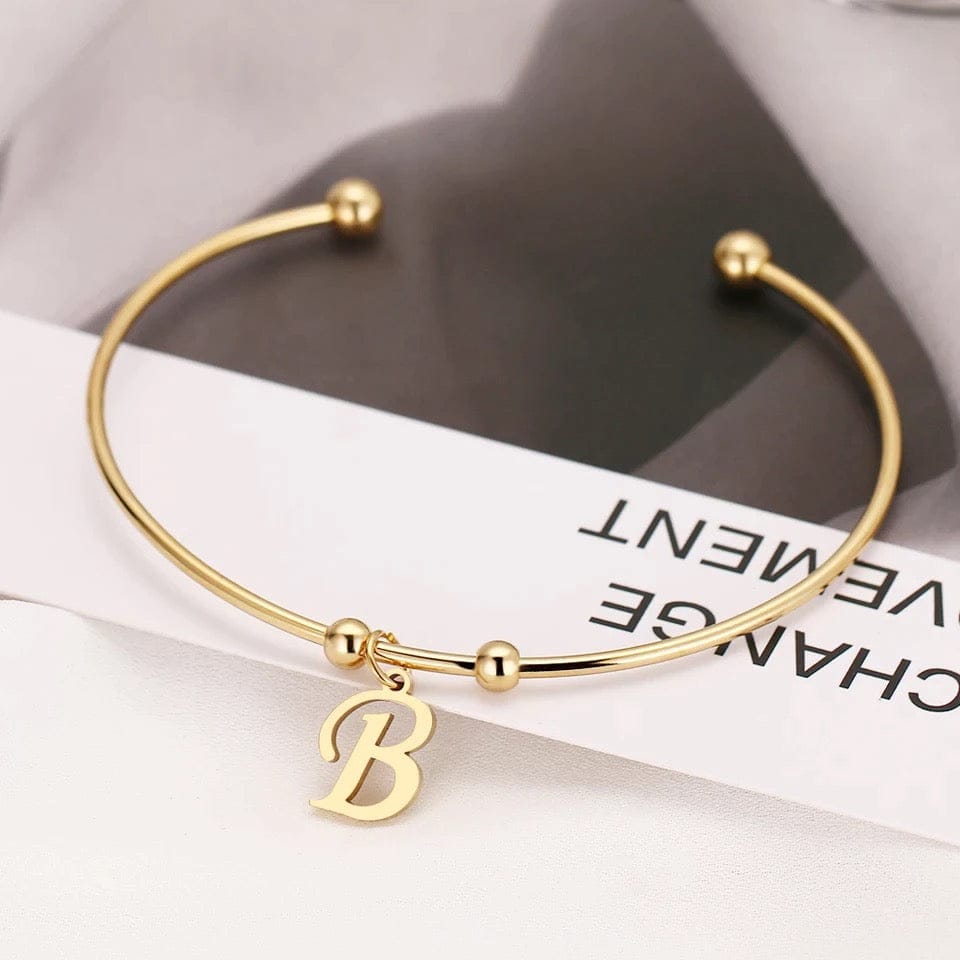 Bangle Bracelet with Initial(Gold or Silver