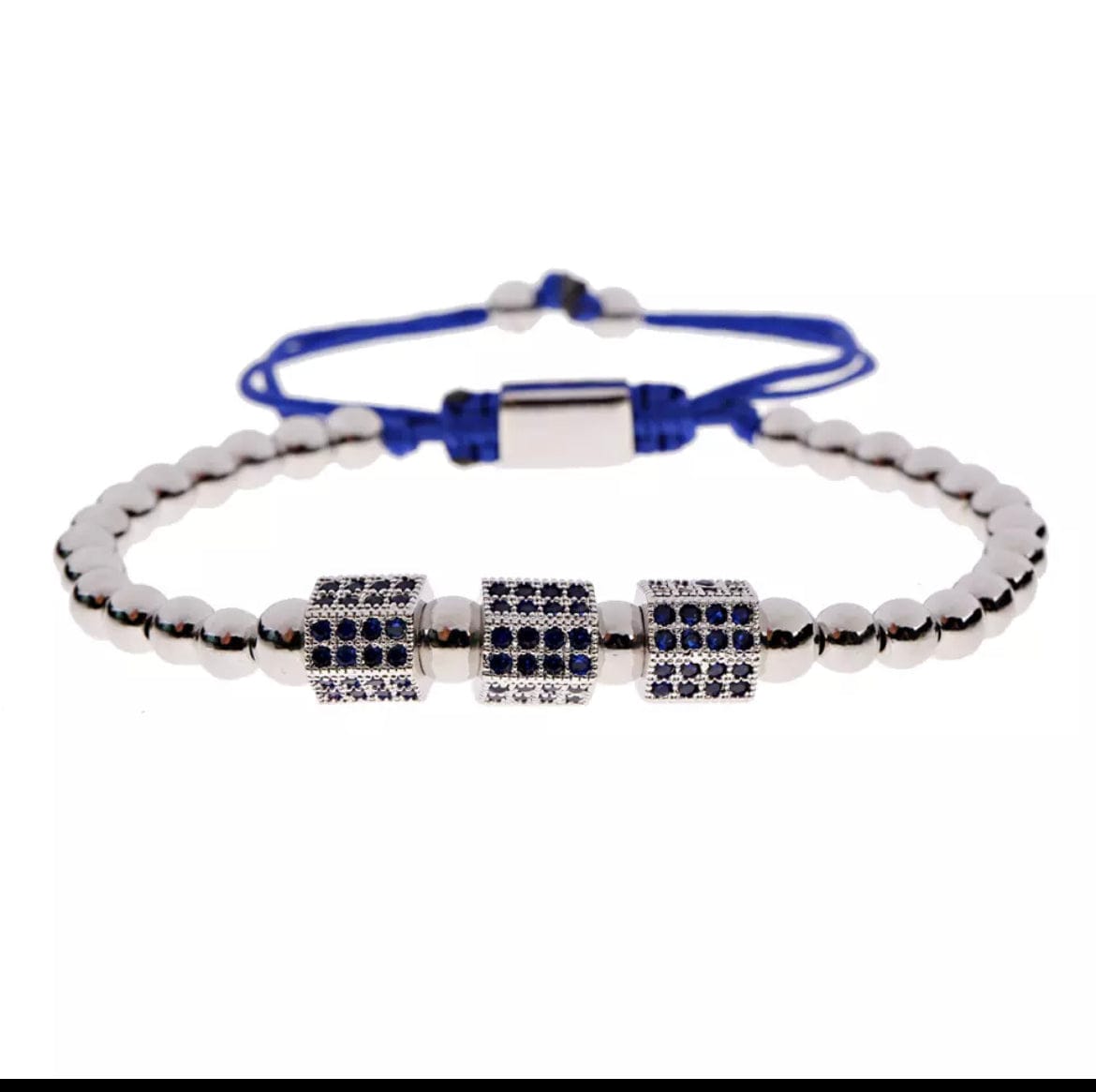 Silver Handmade Geometric  Beaded Bracelet  Wrap Handmade Beaded Men's Bracelet